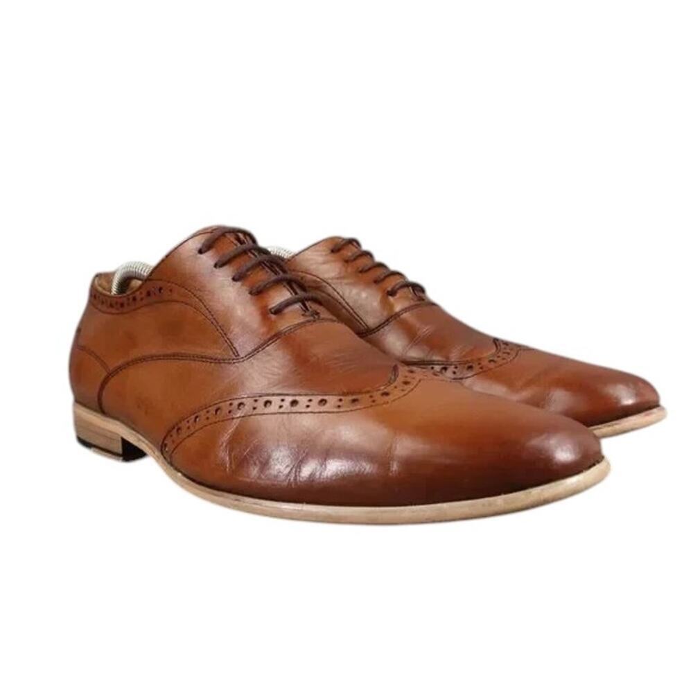 W Collection Shoes Mens 7.5 Oxford Dress Leather Classic Formal Wingtip Brown